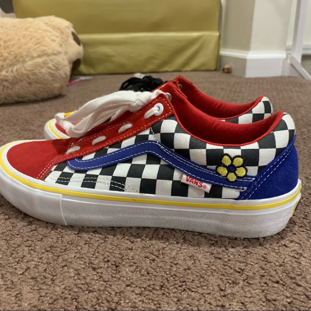 Custom checkered vans w/ embroidery